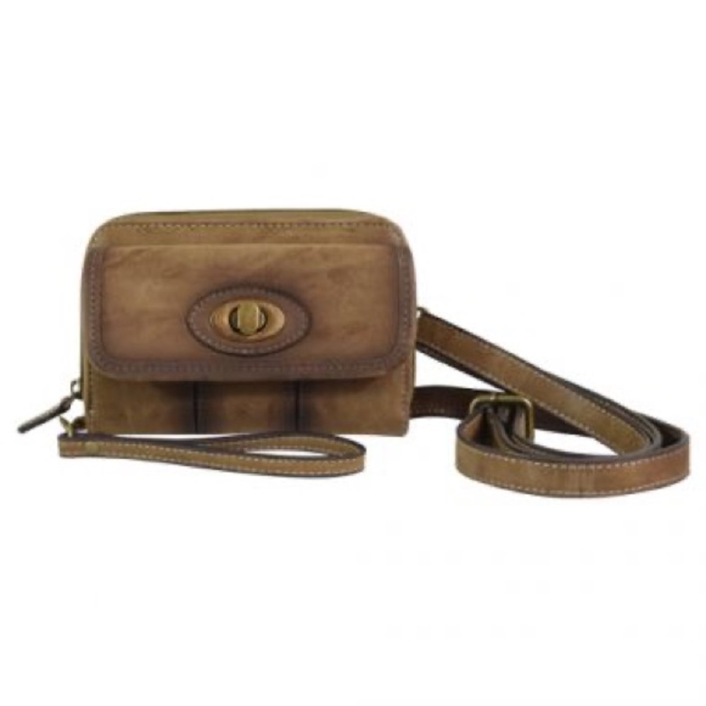 NWT JUSTIN WALLET ON STRING BURNISHED BROWN crossbody, wristlet, clutch
